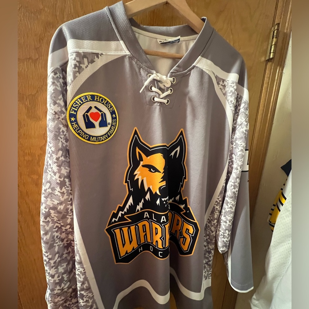 Gray ALASKA Warriors Hockey Jersey, #45, Malenius. XL